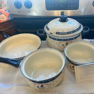 Vintage new stock Enamelware Cookware 7 piece set